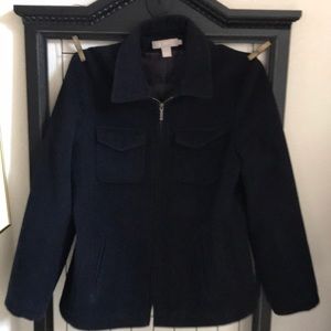 J CREW VTG NAVY PREPPY JACKET FINE WOOL ZIP UP SZ L EX CONDITION